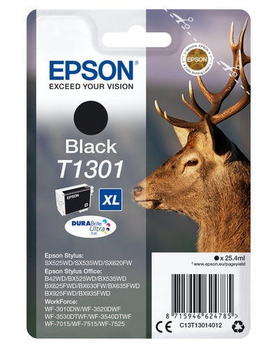 Epson Stag Singlepack Black T1301 DURABrite Ultra Ink Epson Stag Singlepack Black T1301 DURABrite Ultra Ink